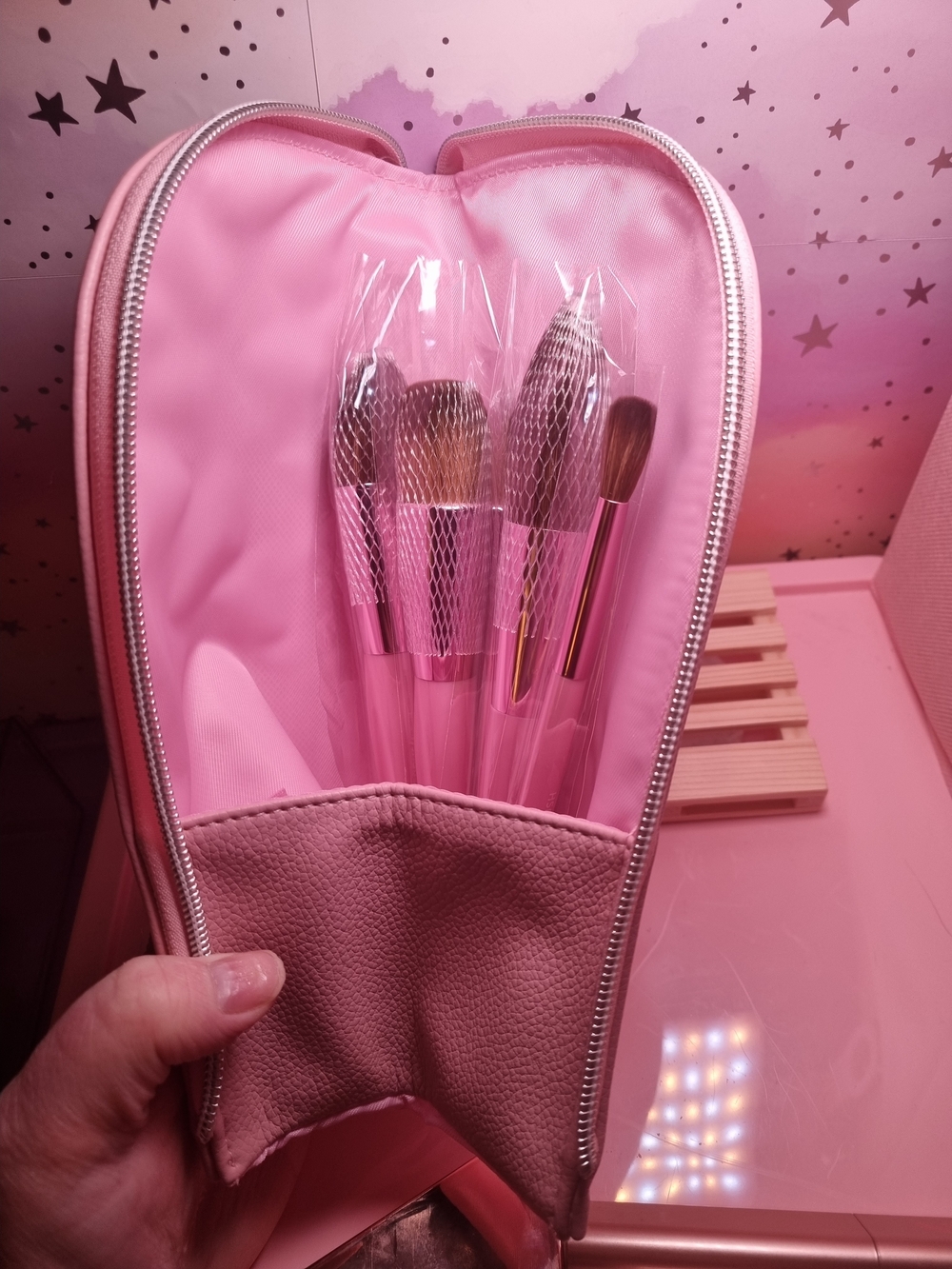 Pink Makeup Brush Set with Travel Case - Professional Women’s Brush Kit